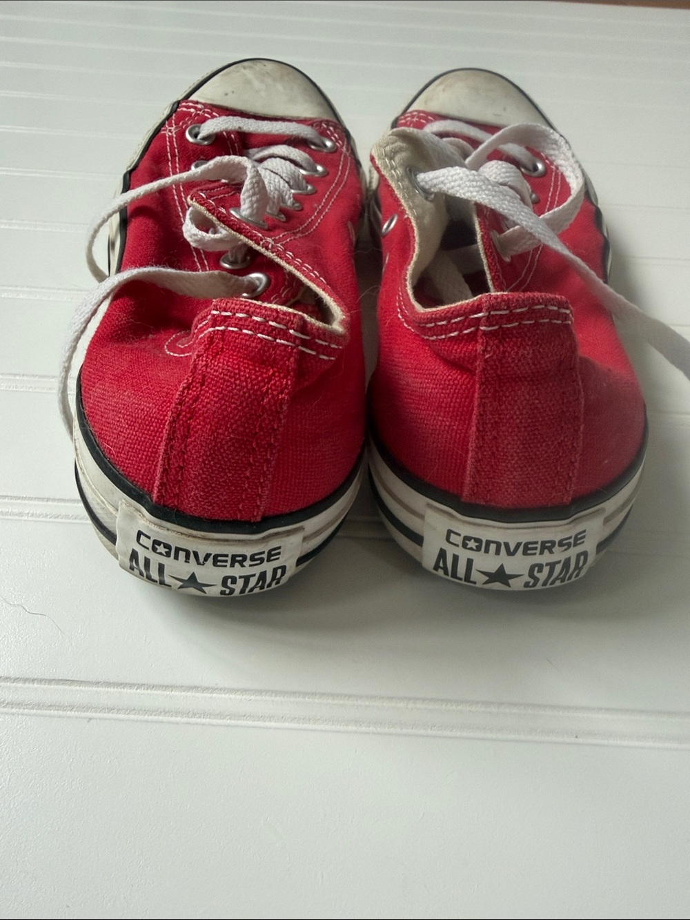 Converse Red Low-Top Canvas Sneakers with White Laces - Picture 2 of 5